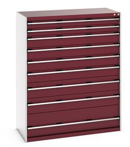 40022133.** cubio drawer cabinet with 9 drawers. WxDxH: 1300x650x1600mm. RAL 7035/5010 or selected
